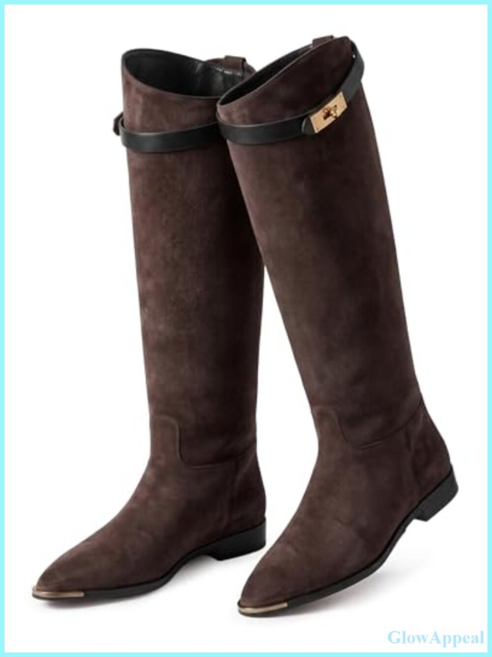 Women's Faux Suede Knee High Flat Boots Pointed Toe Pull On